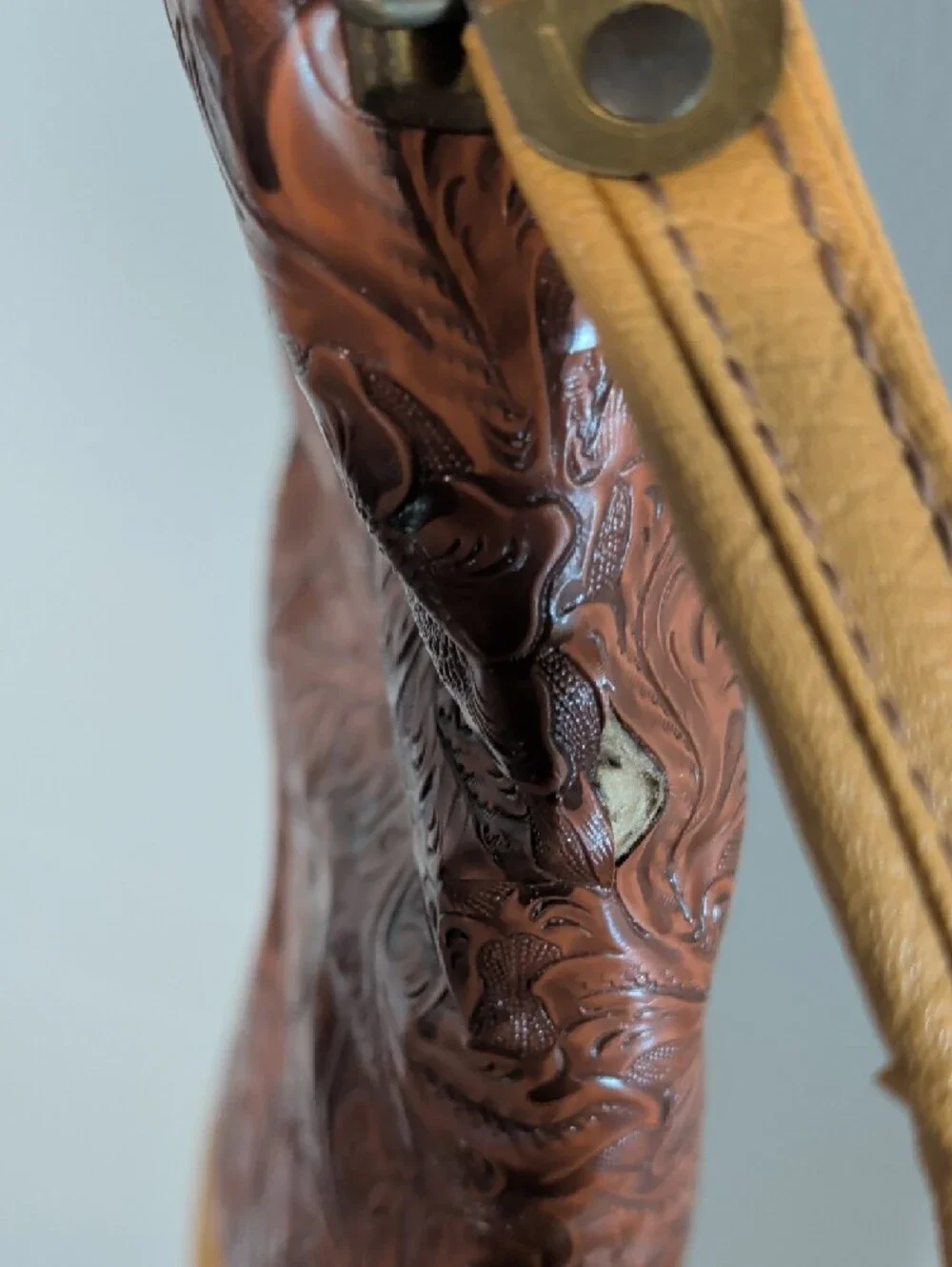 Vintage Leather Tooled Gun  Case